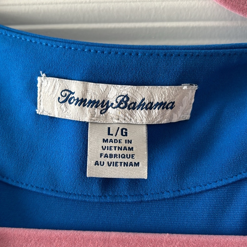 Tommy Bahama Clara faux-wrap dress in a beautiful blue size large like new - Picture 3 of 9